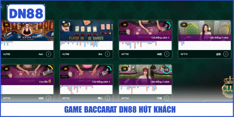 Baccarat DN88 - Game Sòng Bạc Uy Tín 100+ Bàn Thông Minh 2 game-baccarat-dn88-hut-khach