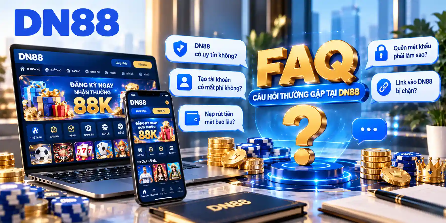 Giải đáp câu hỏi thường gặp (FAQ) khi trải nghiệm tại DN88